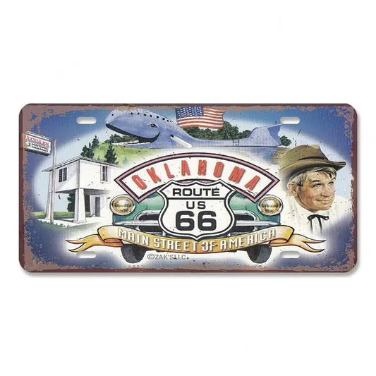 Route 66 Vintage Metal License Plate Signs 