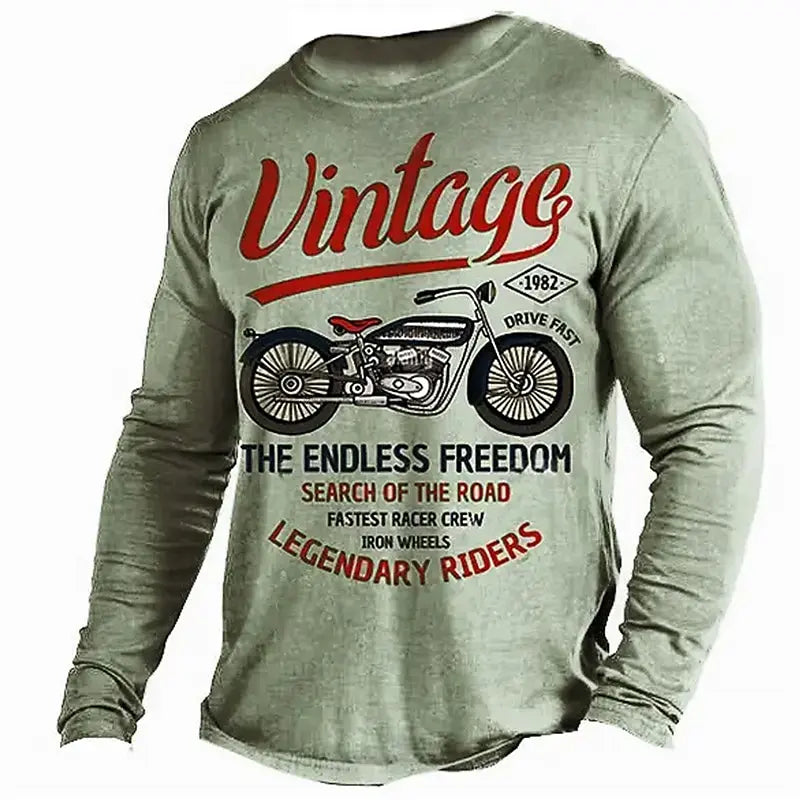 Vintage Motorcycle 3D Long Sleeve Shirt 