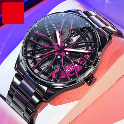 3D Rotating Wheel Hub Sport Watch
