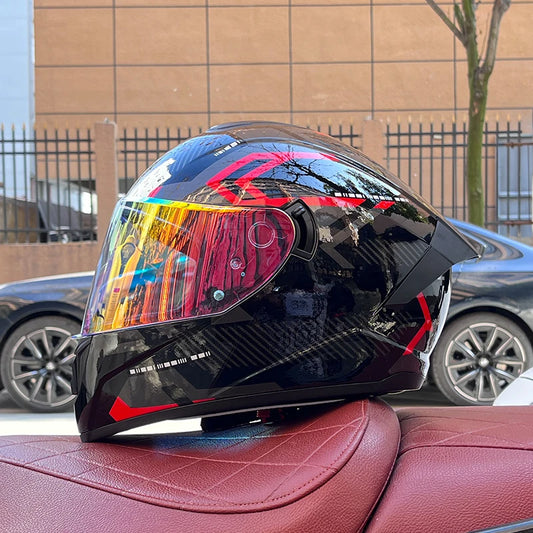 Full Face Motorcycle Helmet with Dual Lens 