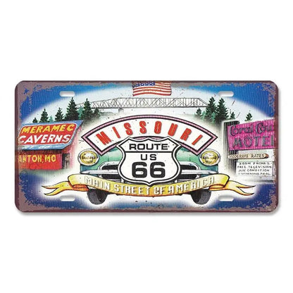 Route 66 Vintage Metal License Plate Signs 