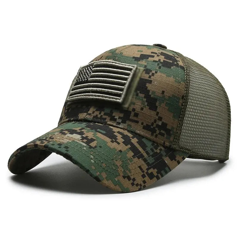 Gorra de camuflaje con bandera de EE. UU. 