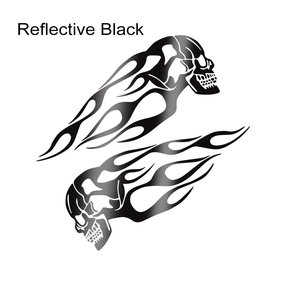 Calcomanías reflectantes de calaveras llameantes
