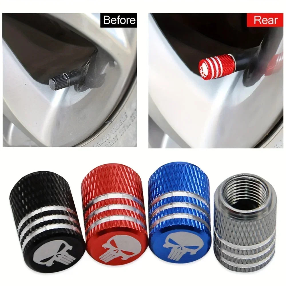Skull Motif Tire Valve Stem Caps