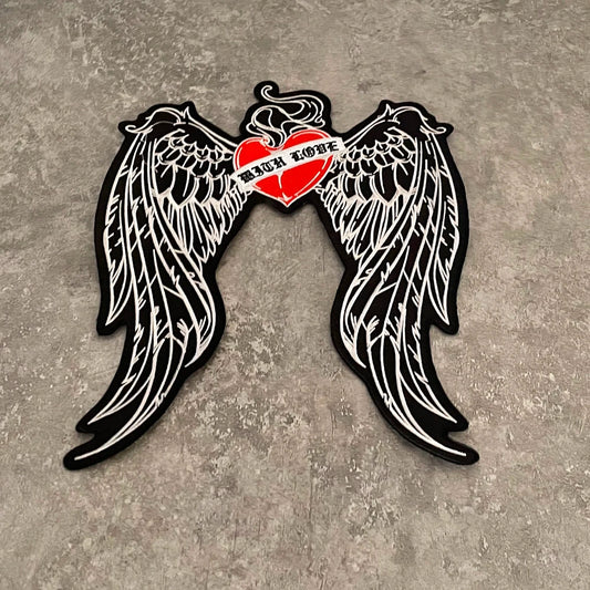 Wings Red Heart Embroidery Patch 