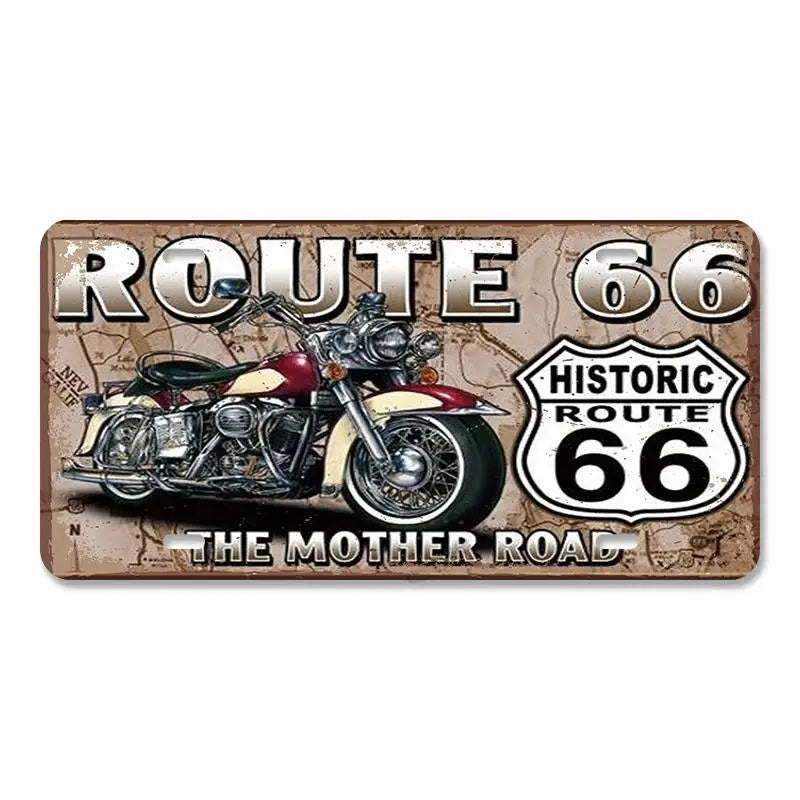 Route 66 Vintage Metal License Plate Signs 