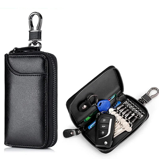 Leather Zipper Key Case 
