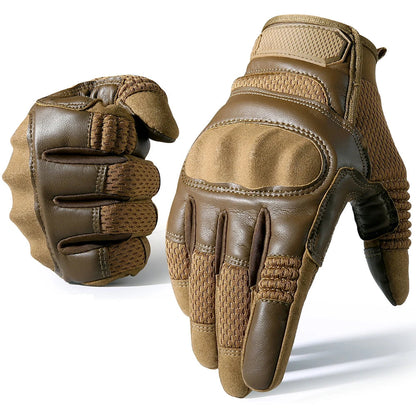Guantes de dedo completo de la motocicleta de cuero con pantalla táctil 