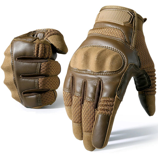 Guantes de dedo completo de la motocicleta de cuero con pantalla táctil 