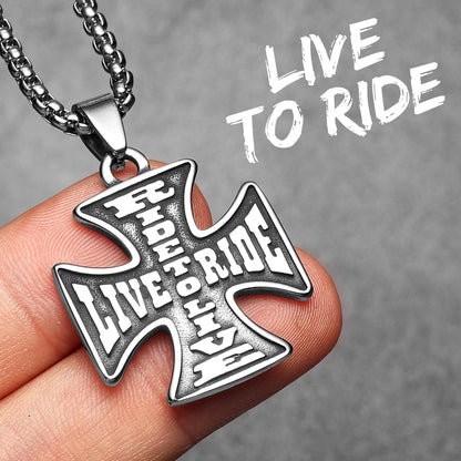 Ride to Live Cross Necklace 