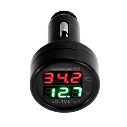2-in-1-Digitalvoltmeter & Thermometer für Autos, Lkw & Motorräder