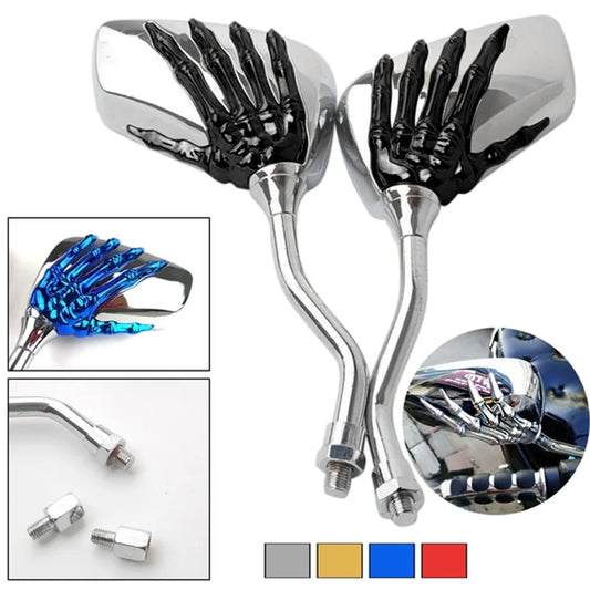 2PCS Motorcycle Rearview Mirror – Skull Hand