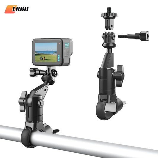 1. Support à pince pour caméra sur guidon de vélo ou de moto, installation possible sur des tubes de toute forme, rotule 360° pour GoPro et DJI