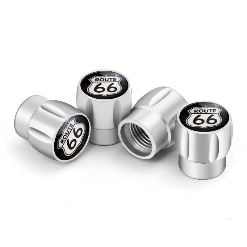 4Pcs Route 66 Valve Caps 