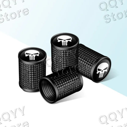 Universal 4pcs Metal Skull Valve Caps 