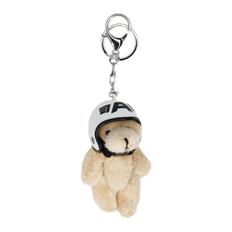Mini Helmet Bear Charm Keychain 