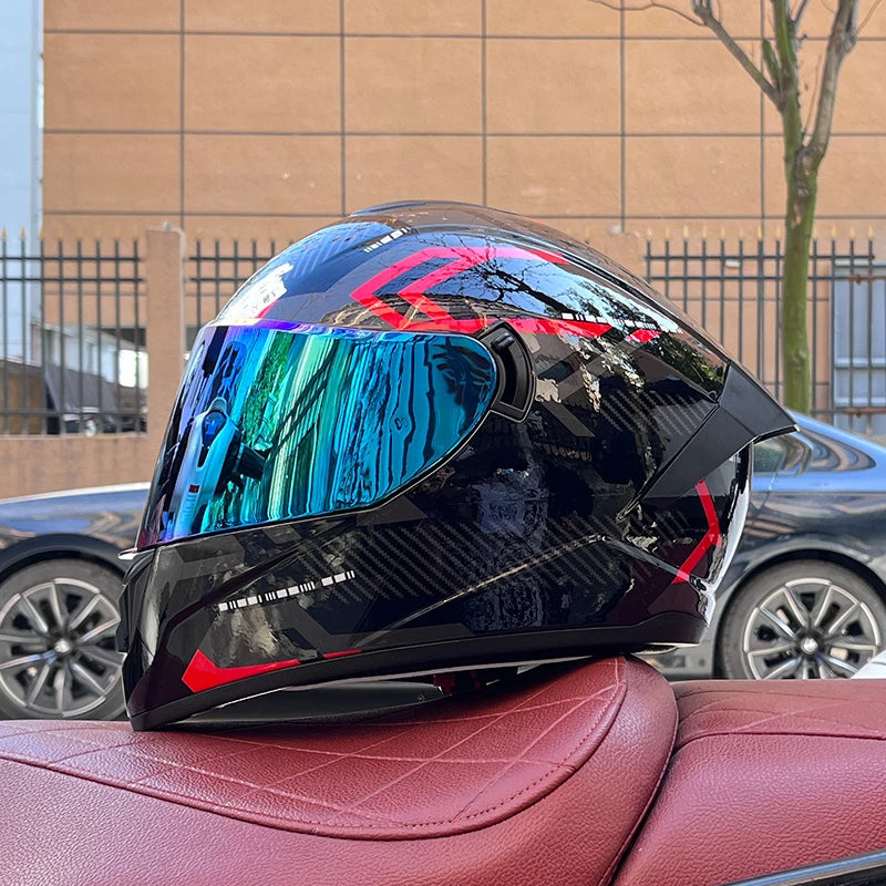 Full Face Motorcycle Helmet with Dual Lens 