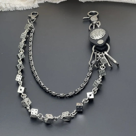 Biker Wallet Chain — Skull Leather Gothic Rock Key Chain