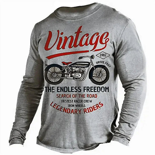 Vintage Motorcycle 3D Long Sleeve Shirt 