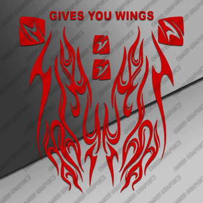 Motorcycle Helmet Flame Decal 