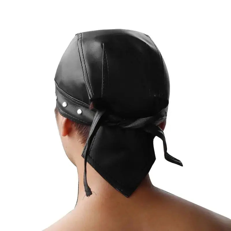 Black Leather Skull Bandana 