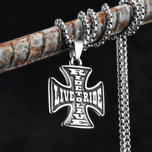 Ride to Live Cross Necklace 