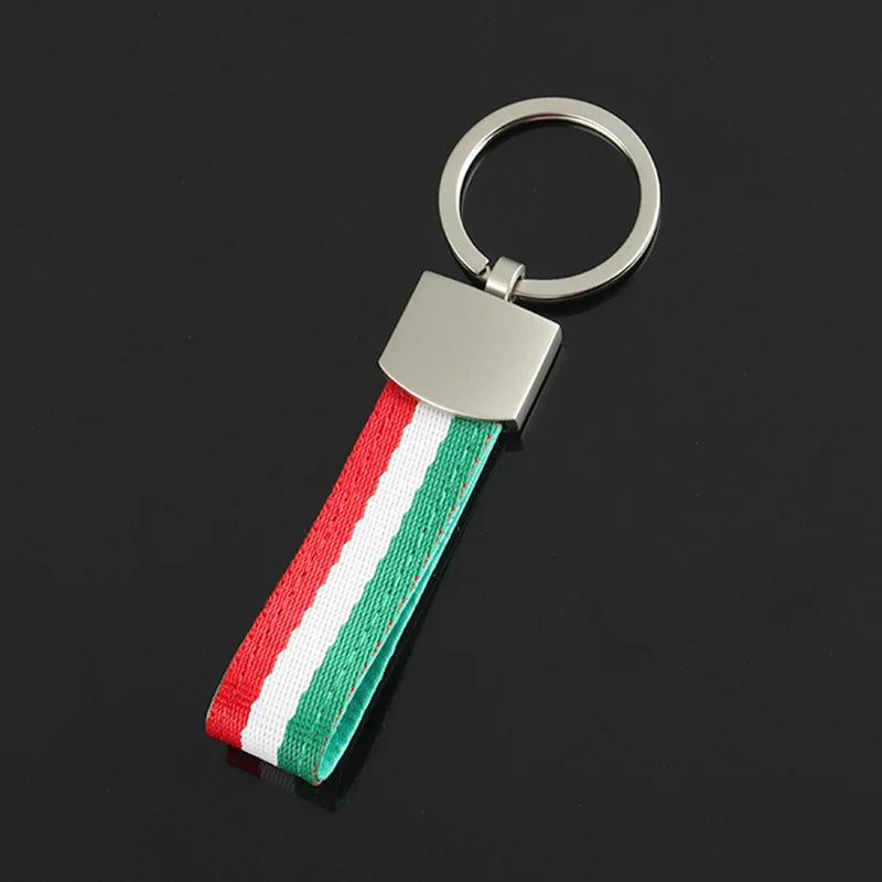 Multi-Color Stripe Fabric Keychain