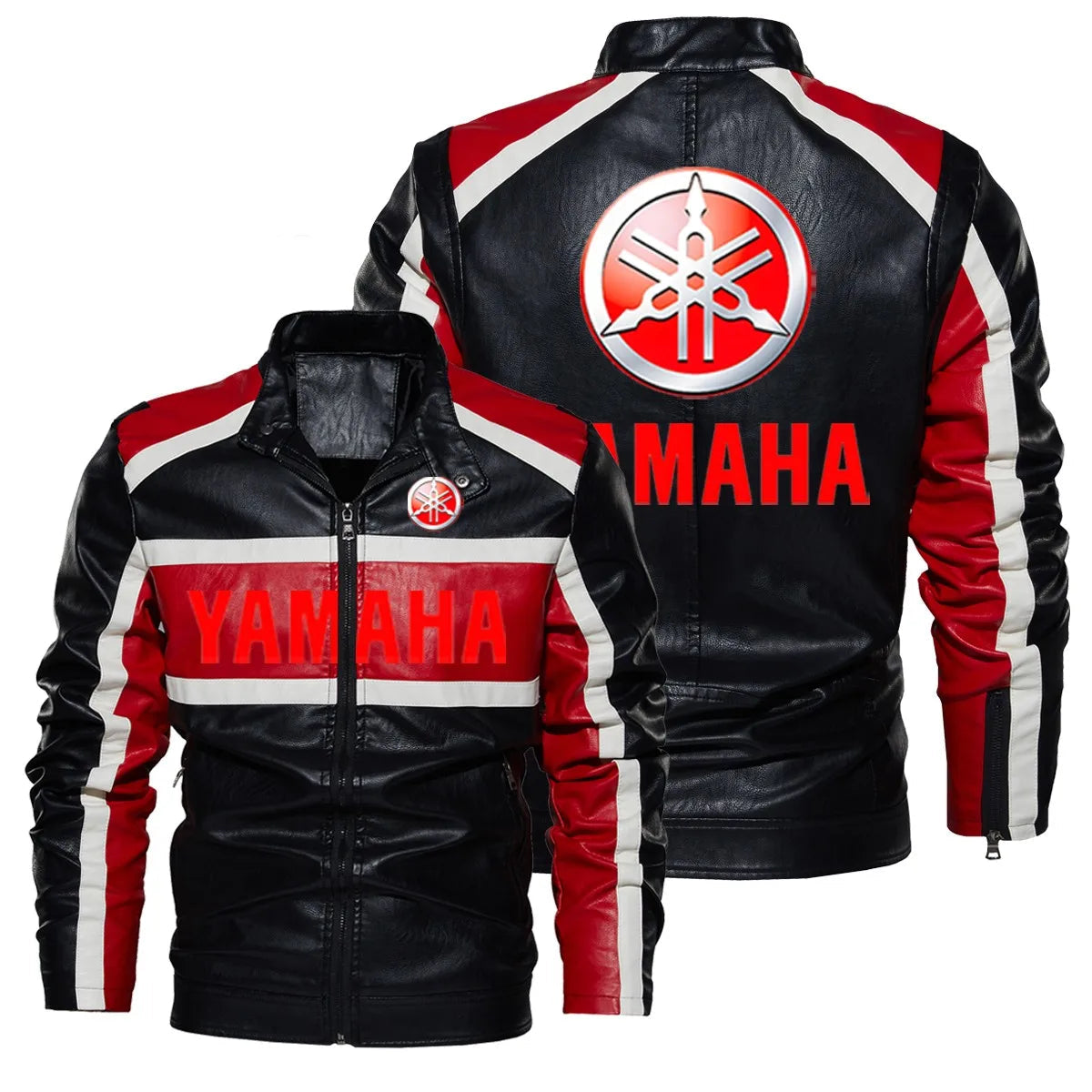 Chaqueta de cuero PU retro motociclista 