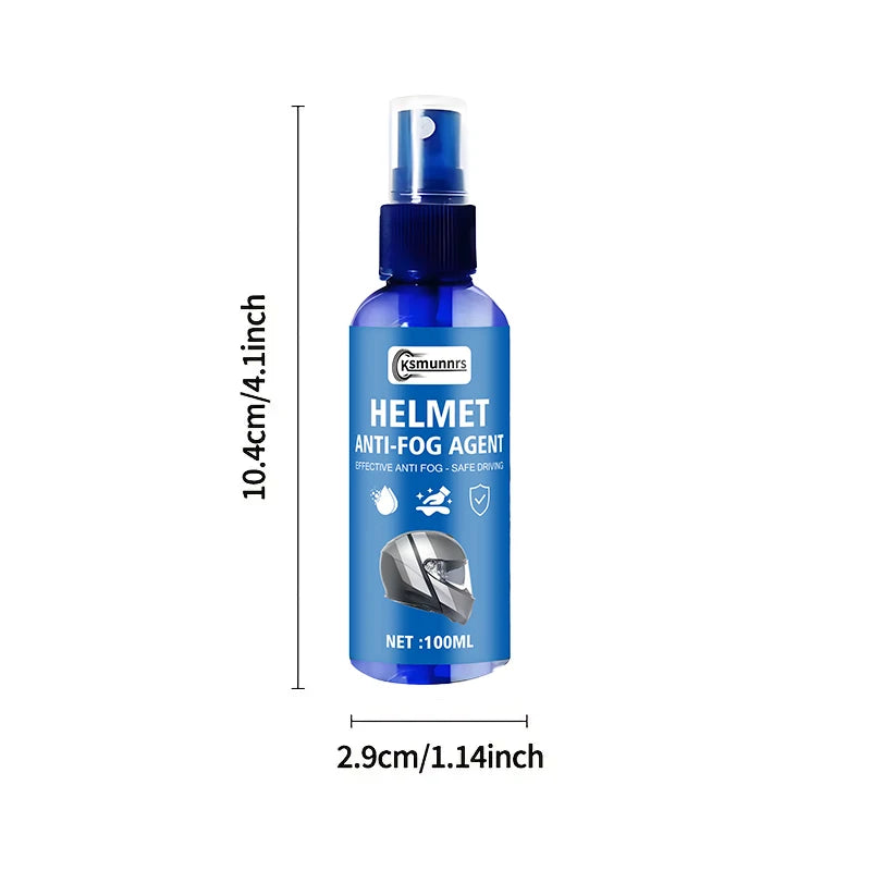สเปรย์ป้องกันฝ้าสำหรับหมวกกันน็อกรถจักรยานยนต์ 100ml – มองเห็นชัดสำหรับชิลด์ แว่นตา และกระจก