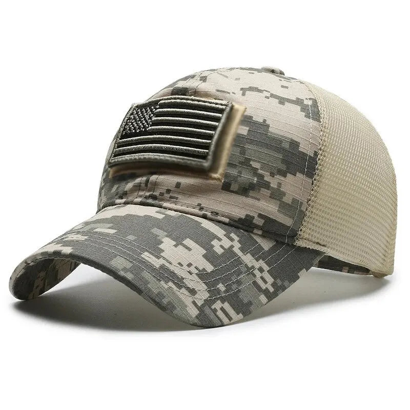 Gorra de camuflaje con bandera de EE. UU. 