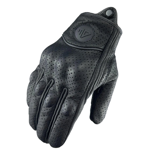Black Leather Motorcycle Gloves