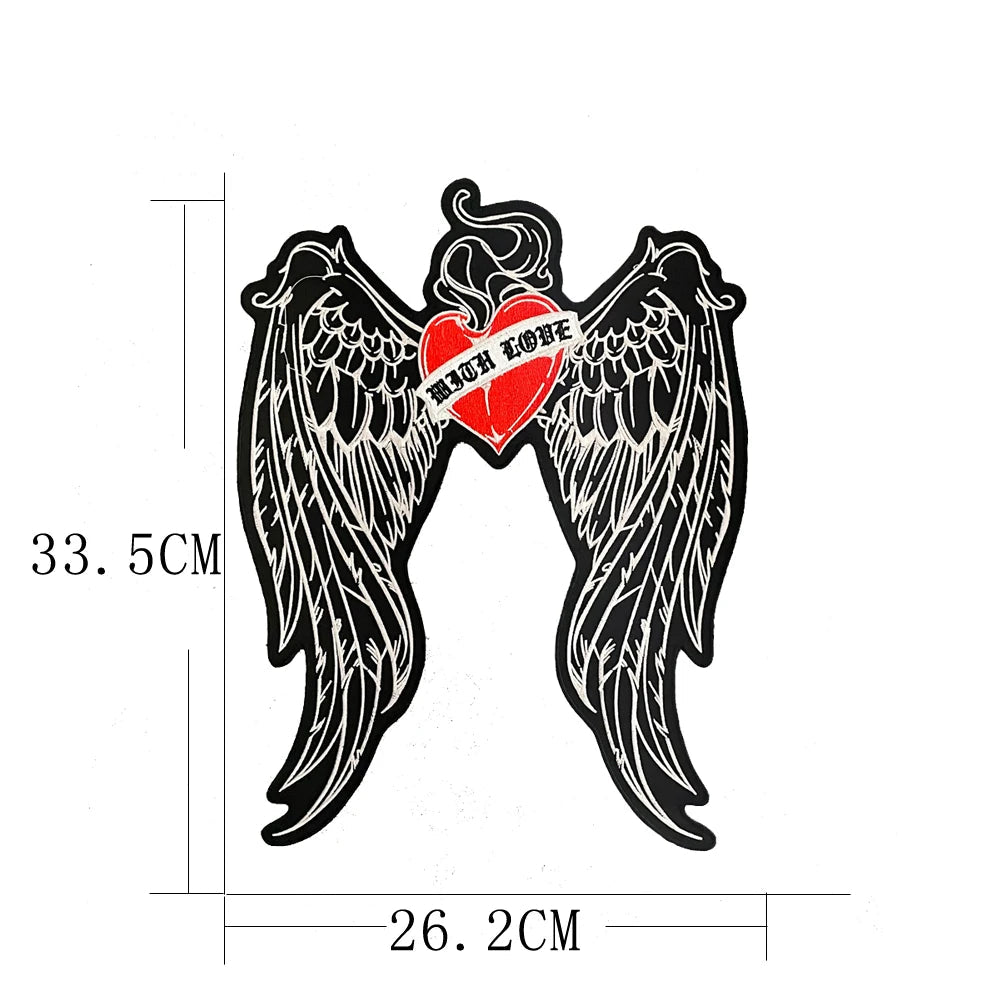 Wings Red Heart Embroidery Patch 