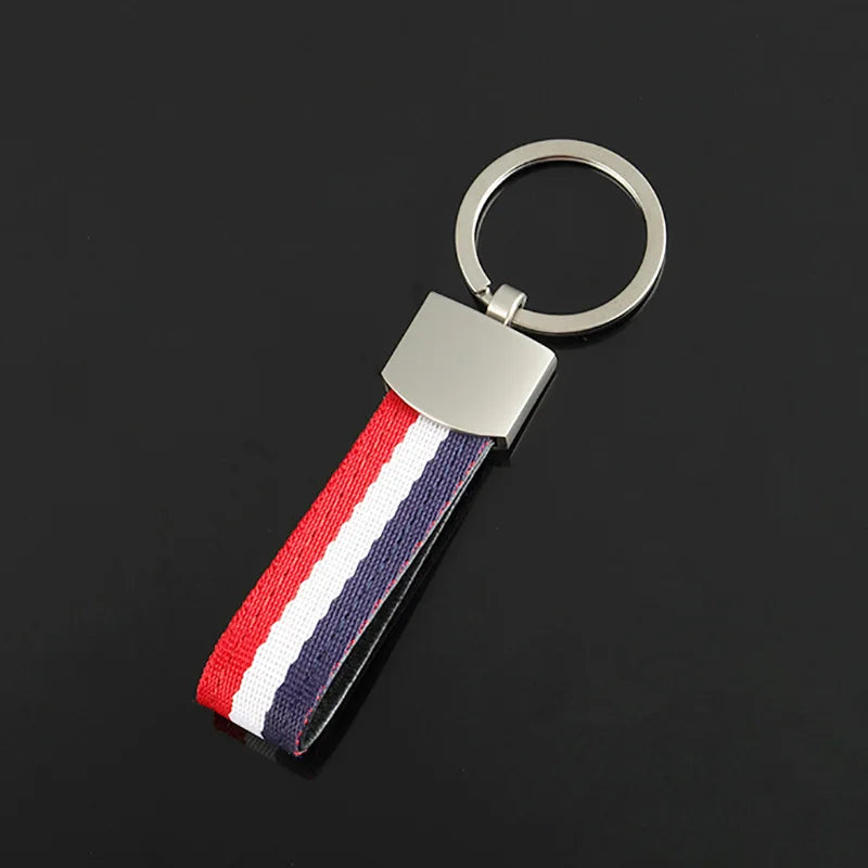 Multi-Color Stripe Fabric Keychain