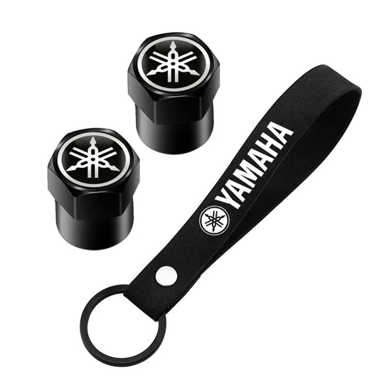 Motorcyclist Keychain with Tire Valve Caps YM