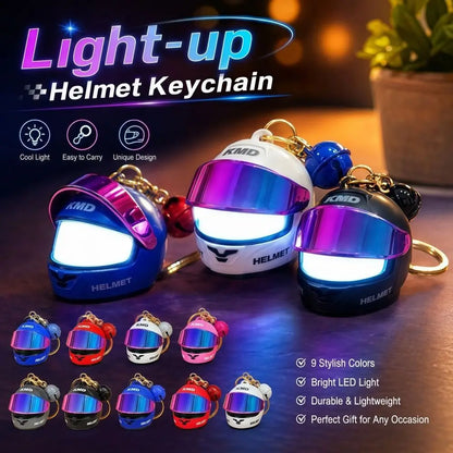 Light-Up Helmet Keychain – Mini LED Night Light Pendant for Riders