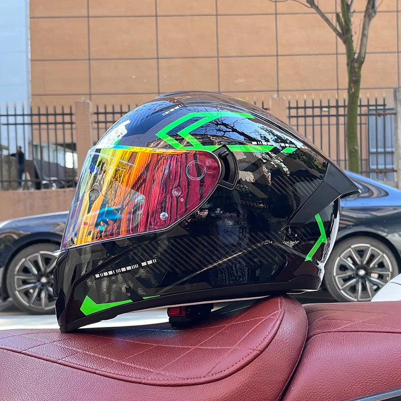 Full Face Motorcycle Helmet with Dual Lens 
