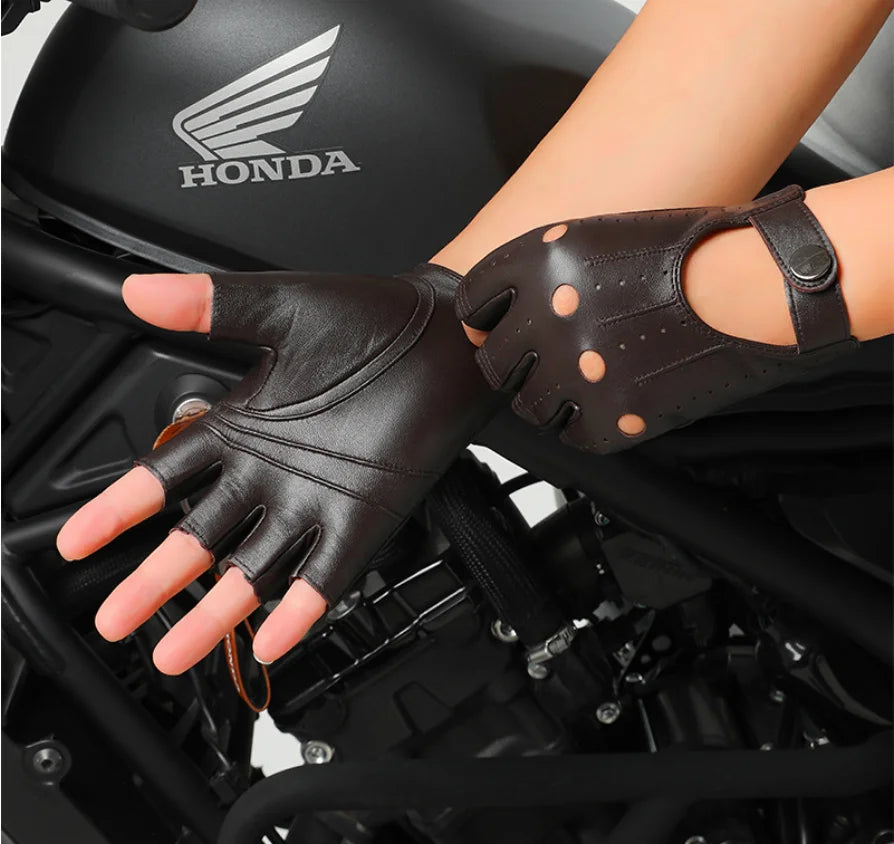 Gants en cuir demi-doigt pour hommes 