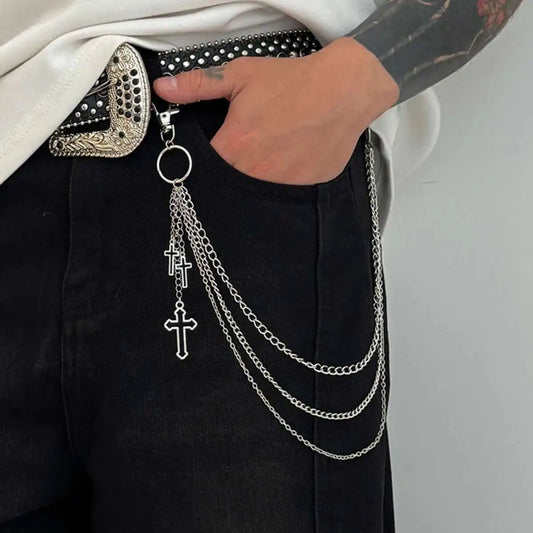 Punk Cross Pendant Waist Chain 