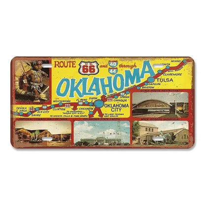 Route 66 Vintage Metal License Plate Signs 