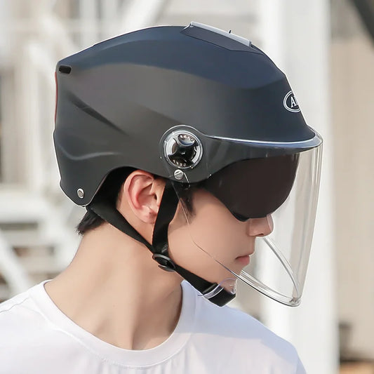 Scooter Half Helmet with Dual Sun Visor