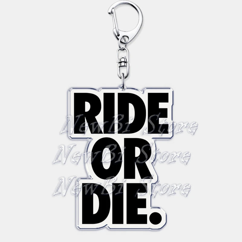 Ride or Die Letters Keyring
