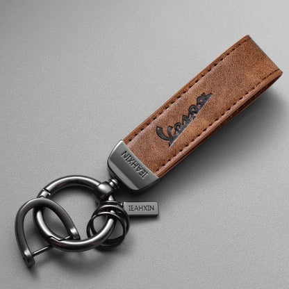 Vespa Scooter Leather Keychain 