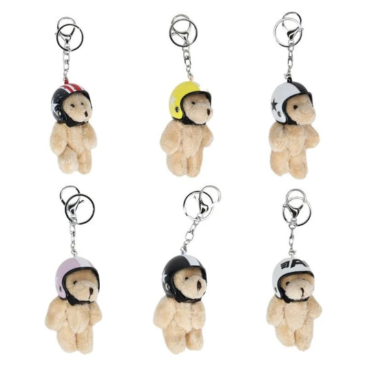 Mini Helmet Bear Charm Keychain 