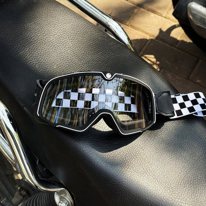 Protective Leather Goggles for Motorcyclists 