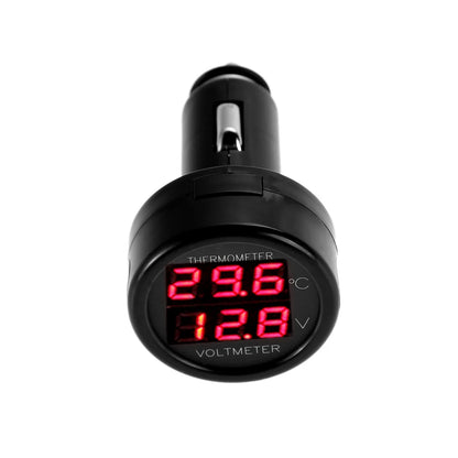 2-in-1-Digitalvoltmeter & Thermometer für Autos, Lkw & Motorräder