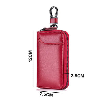 Leather Zipper Key Case 