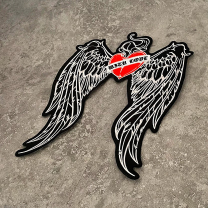 Wings Red Heart Embroidery Patch 