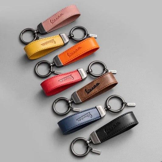 Vespa Scooter Leather Keychain 