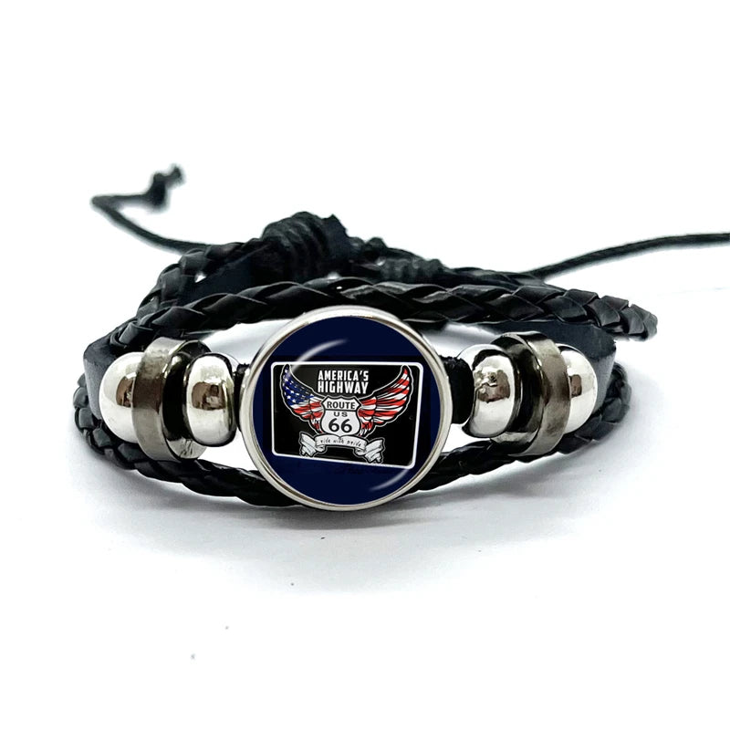 Route 66 Leather Premium Bracelet 