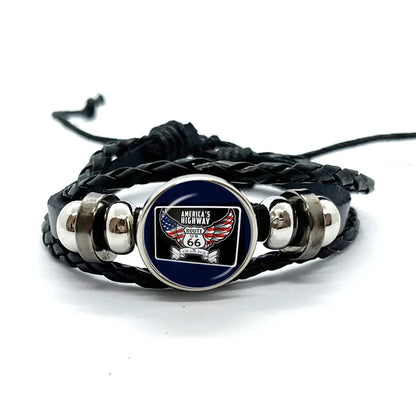 Route 66 Leather Premium Bracelet 